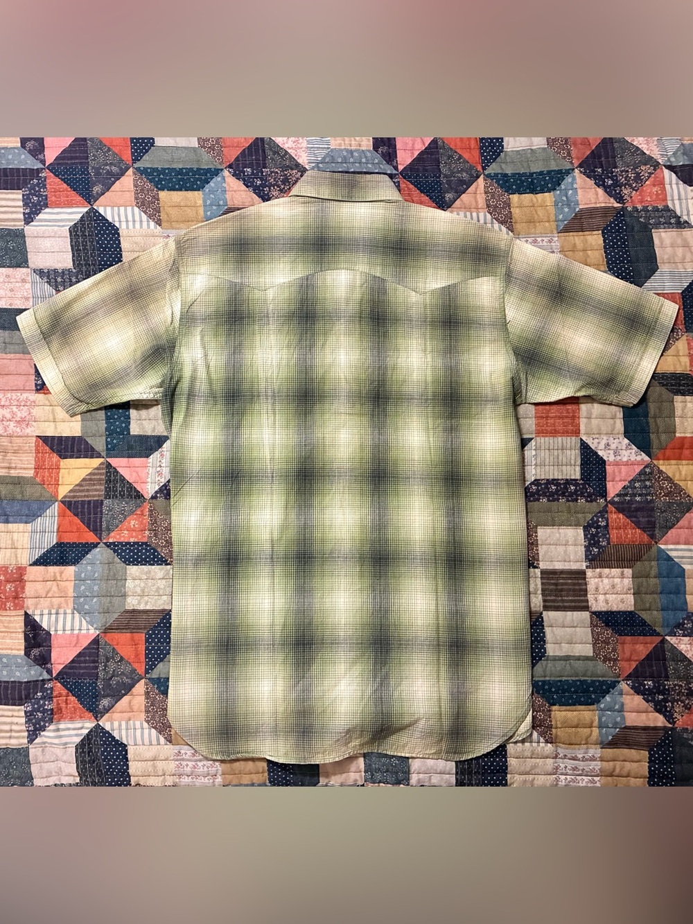 SUGAR CANE TOYO ENTERPRISE SHADOW PLAID WESTERN SHIRT- SIZE LARGE - Picture 11 of 11